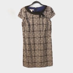London Times Black & White Tile Print Shift Dress 8